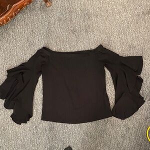 Elegant Black Off-Shoulder Women's Top bat wing sleeves sz M